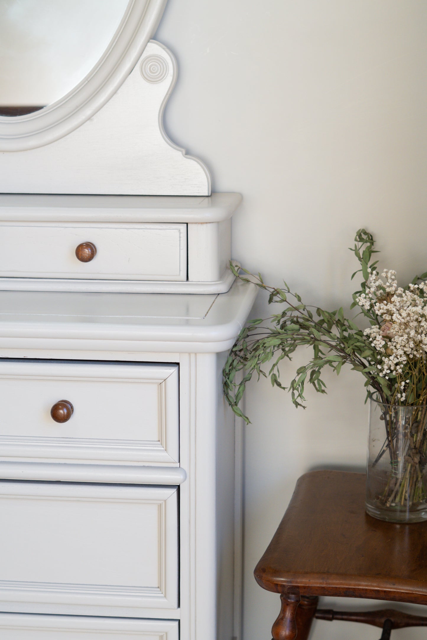 Reburbished Vanity Dresser with Oval Mirorr