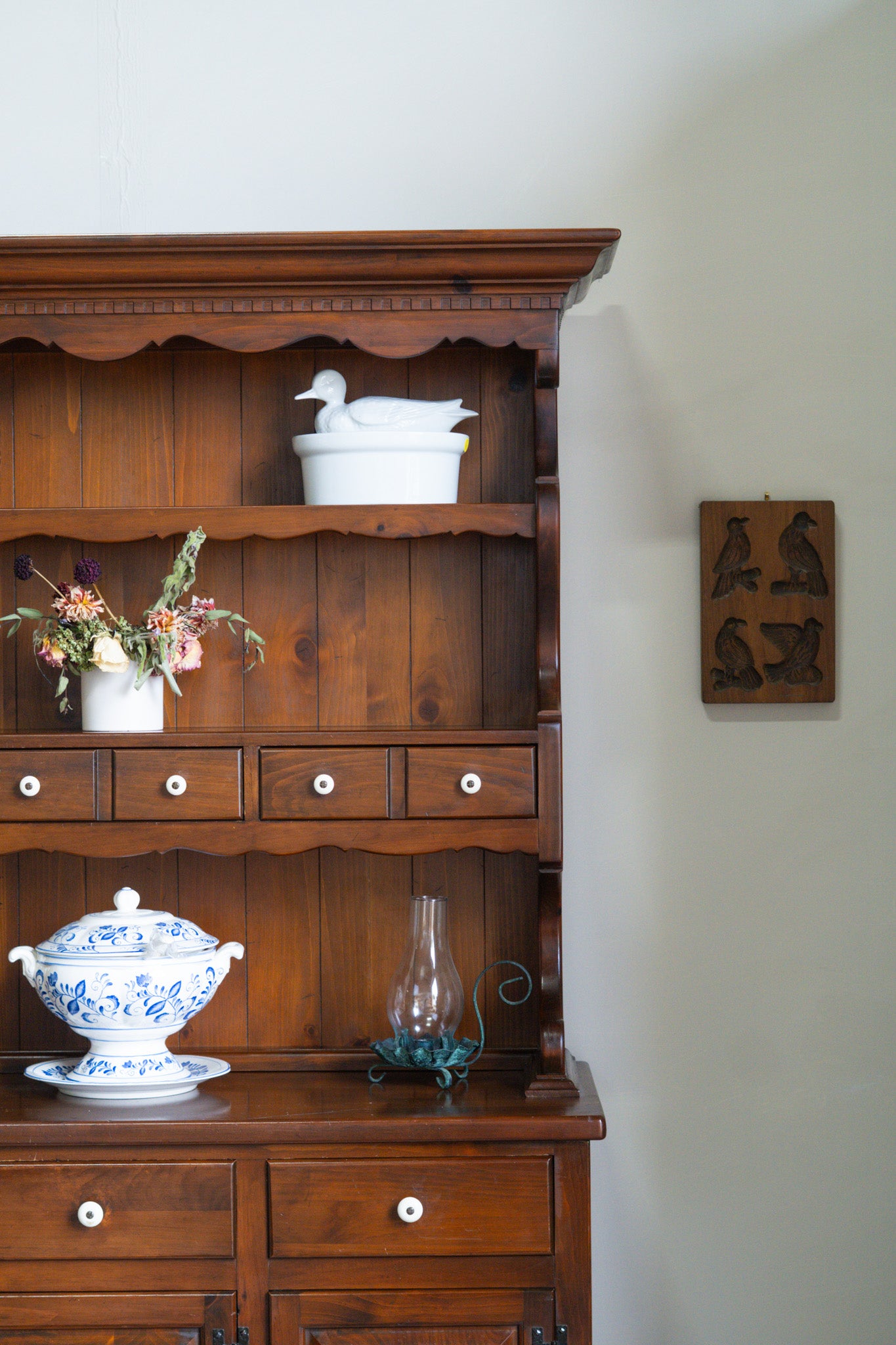 STUNNING Vintage Ethan Allen hutch built with antique pine wood