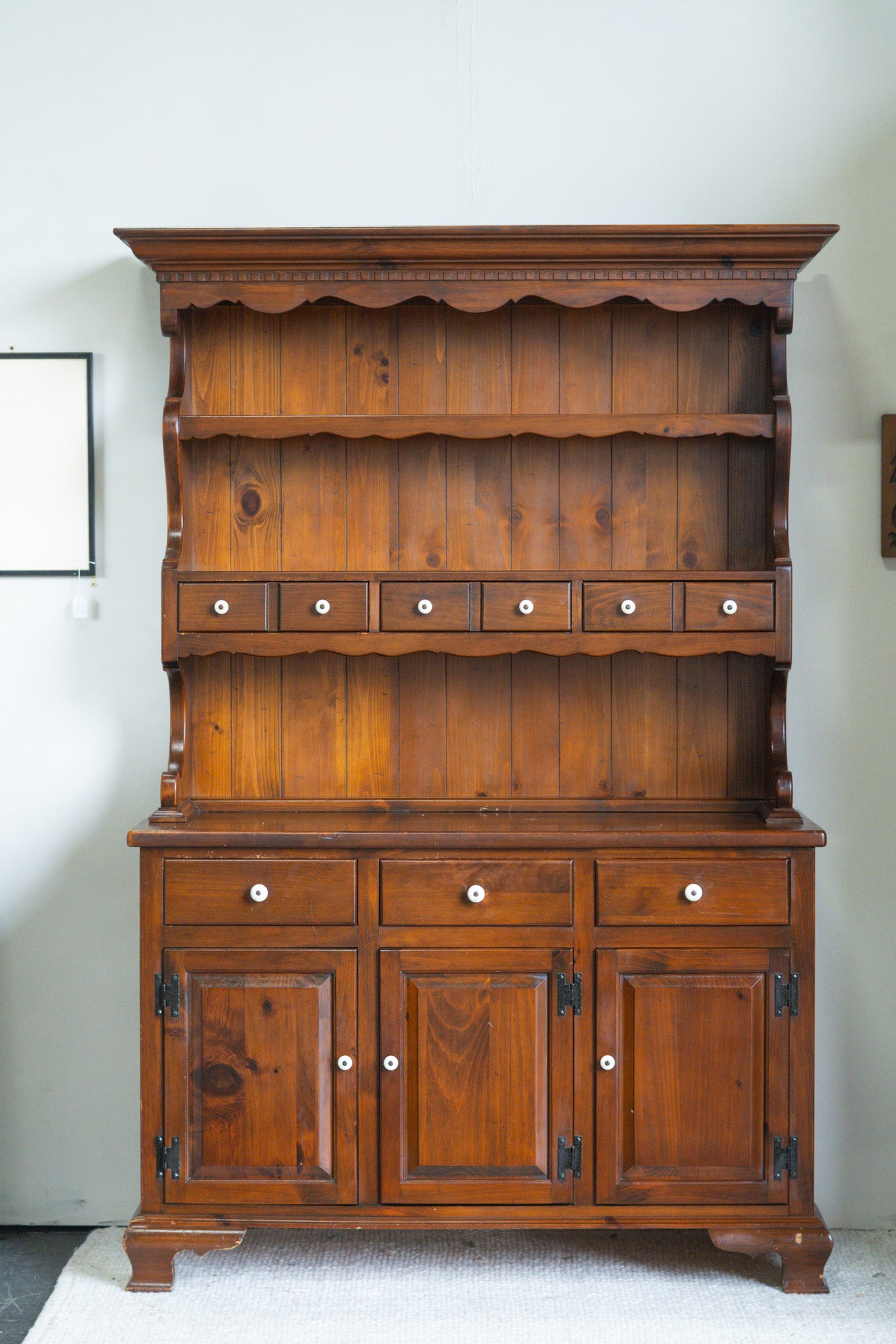 STUNNING Vintage Ethan Allen hutch built with antique pine wood