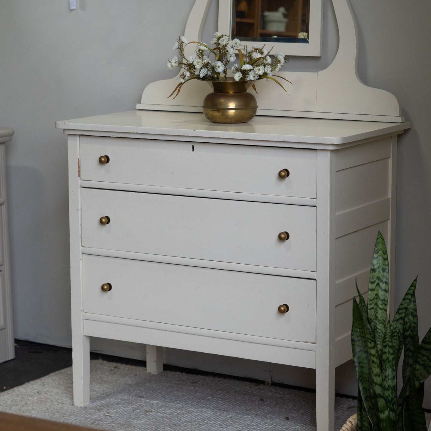 Antique Dresser with Mirror – Rustic Cottagecore