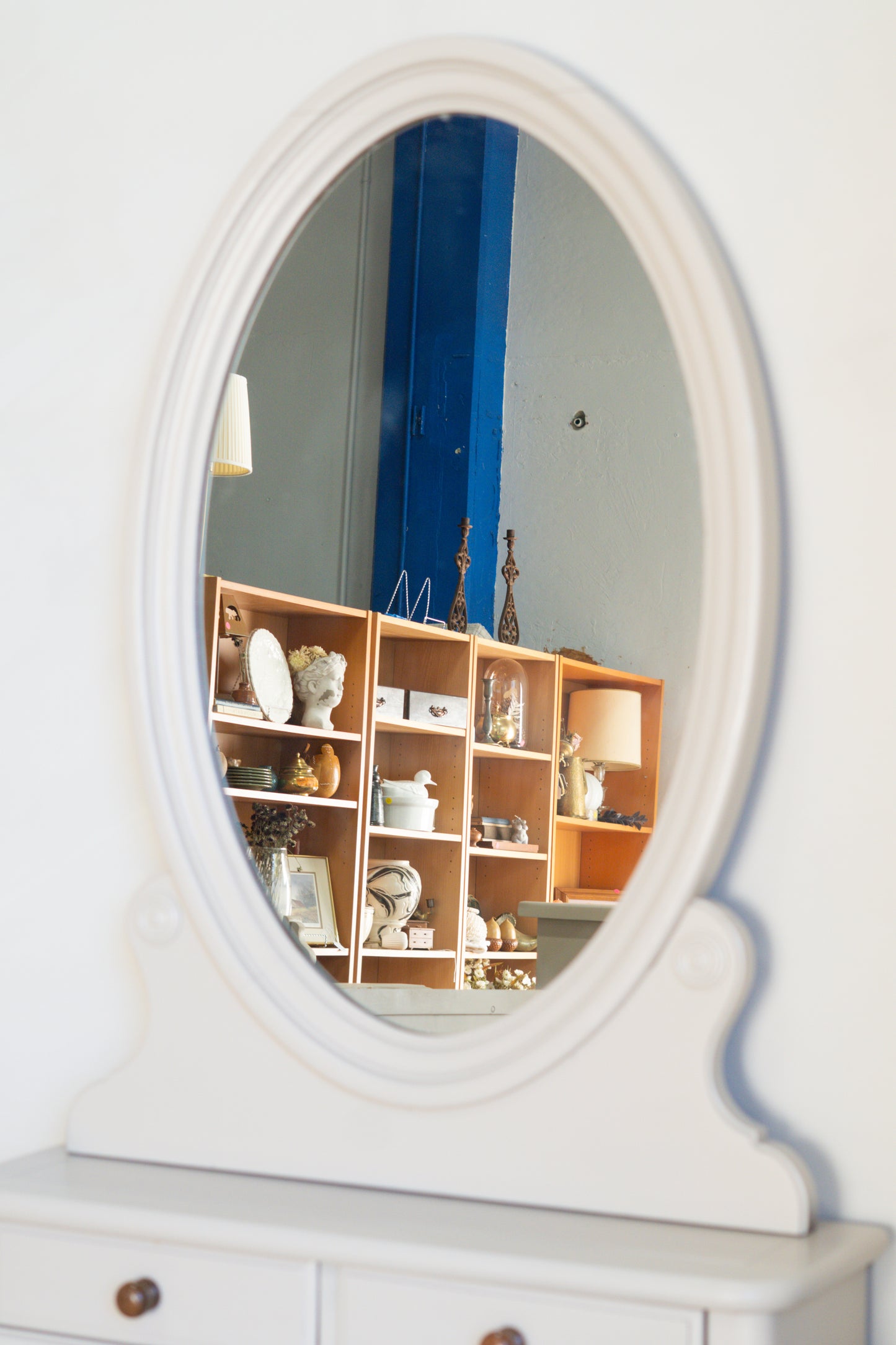 Reburbished Vanity Dresser with Oval Mirorr