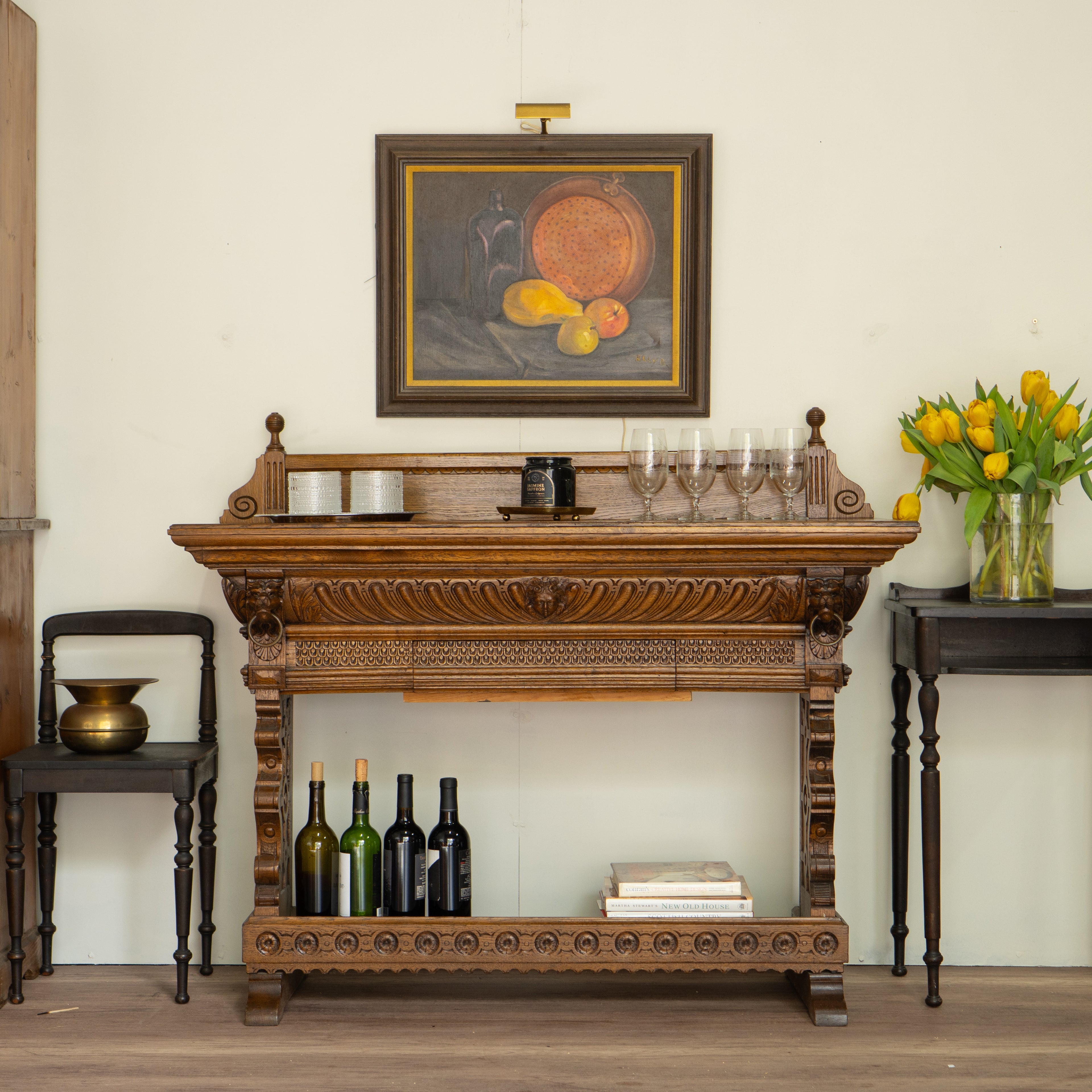 Antique Oak Console | James Phillips & Sons Bristol England | Bar Stand | Library Stand