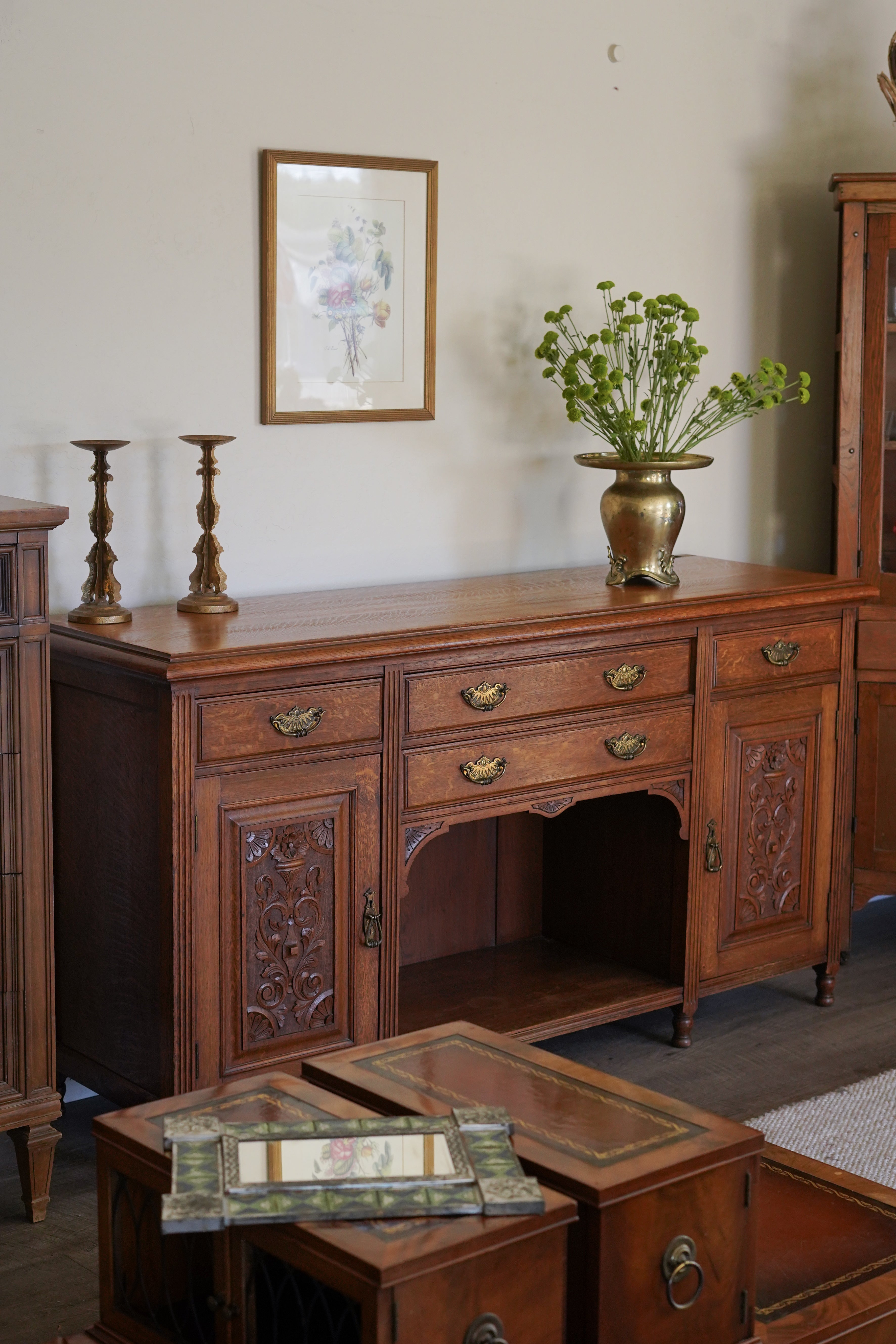 Antique Quarter Sawn Oak Buffet Sideboard