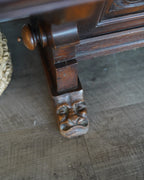 Antique Carved Gothic Revival Draw-Leaf Table