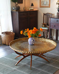 Vintage MCM Moroccan-Style Brass Coffee Table