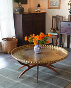 Vintage MCM Moroccan-Style Brass Coffee Table