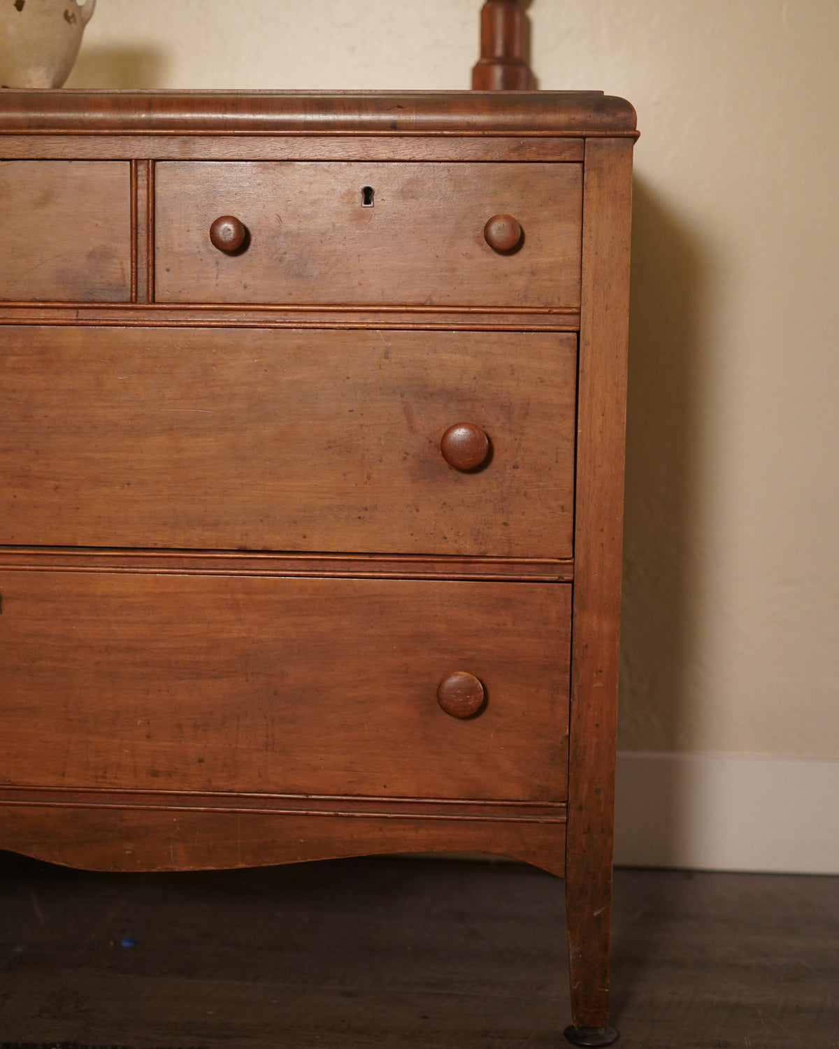 Vintage Light Wood Dresser with Mirror