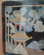 Pagoda Hooked Textile Art Panel — Lot 16