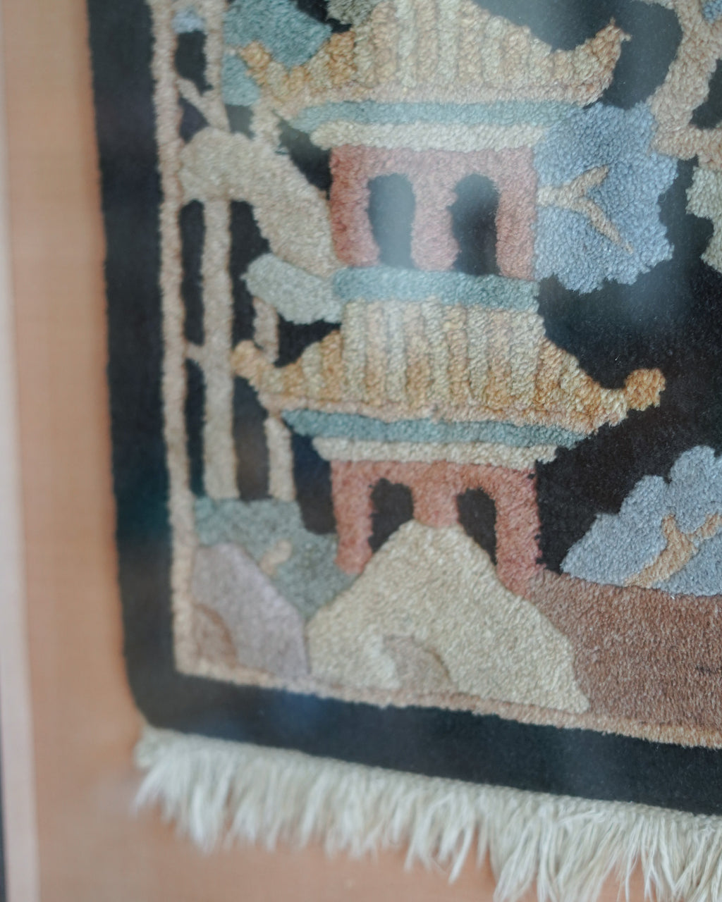 Pagoda Hooked Textile Art Panel — Lot 16