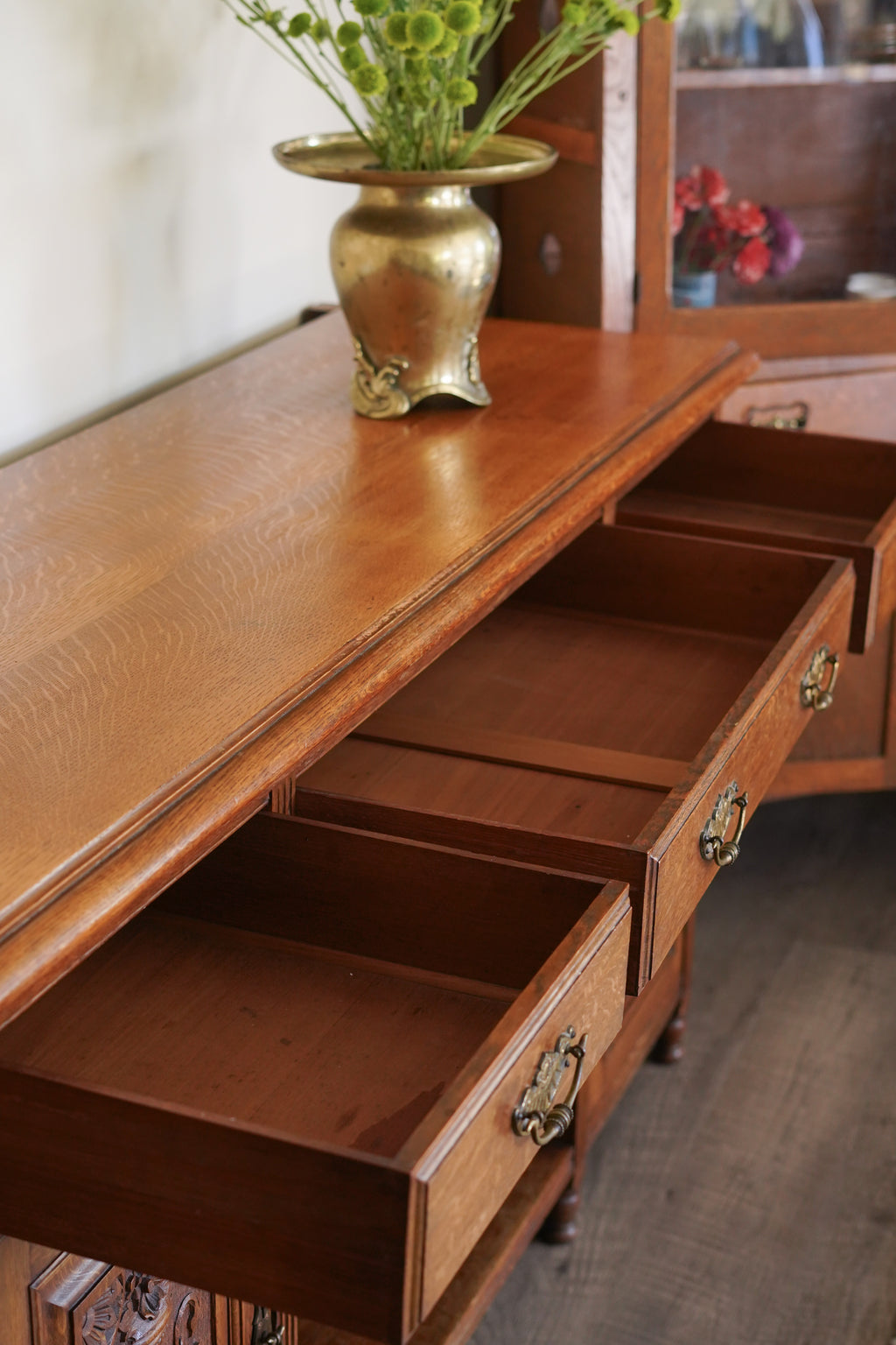 Antique Quarter Sawn Oak Buffet Sideboard