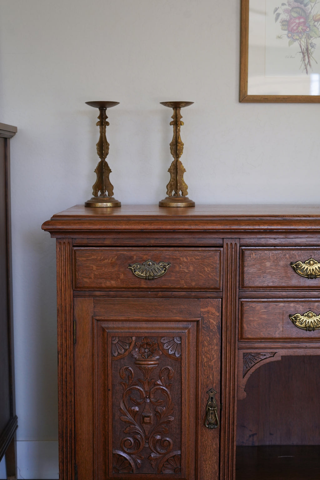 Antique Quarter Sawn Oak Buffet Sideboard