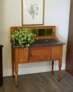 Antique Washstand Marble Top Green Tile Backsplash Castors