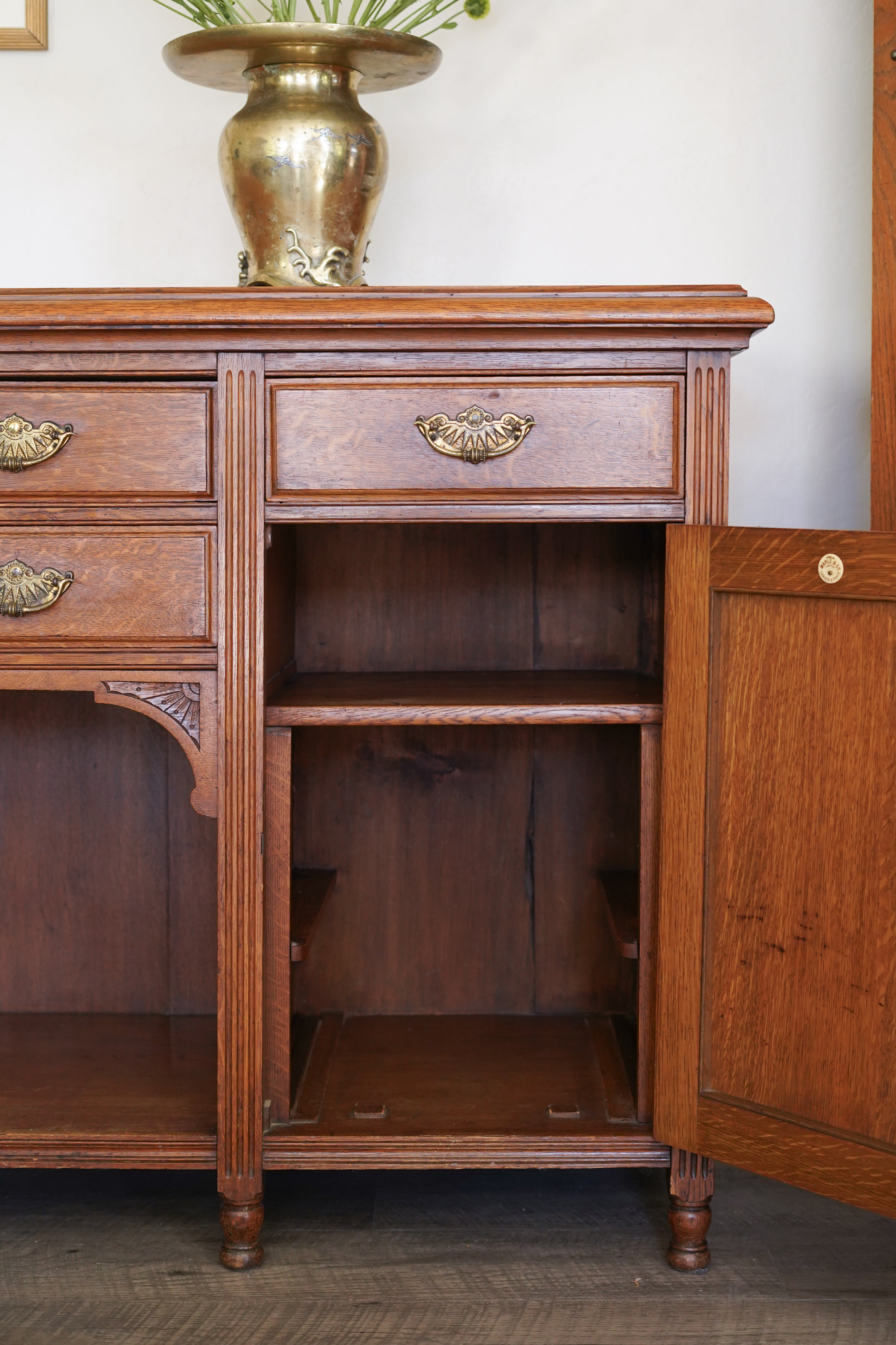 Antique Quarter Sawn Oak Buffet Sideboard