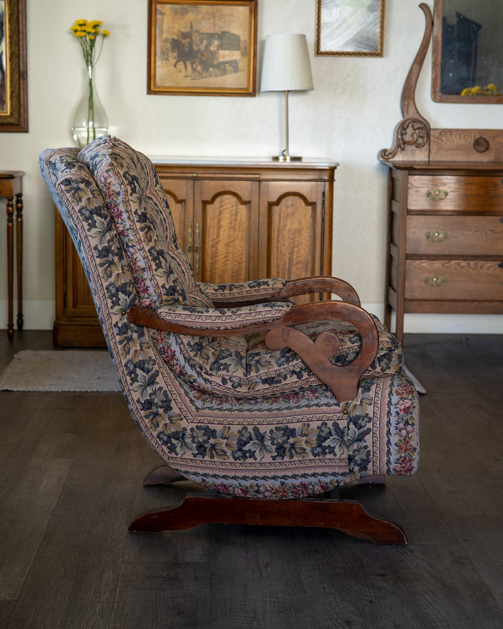Vintage Wildflower Fabric Rocking Chair – Coil Springs