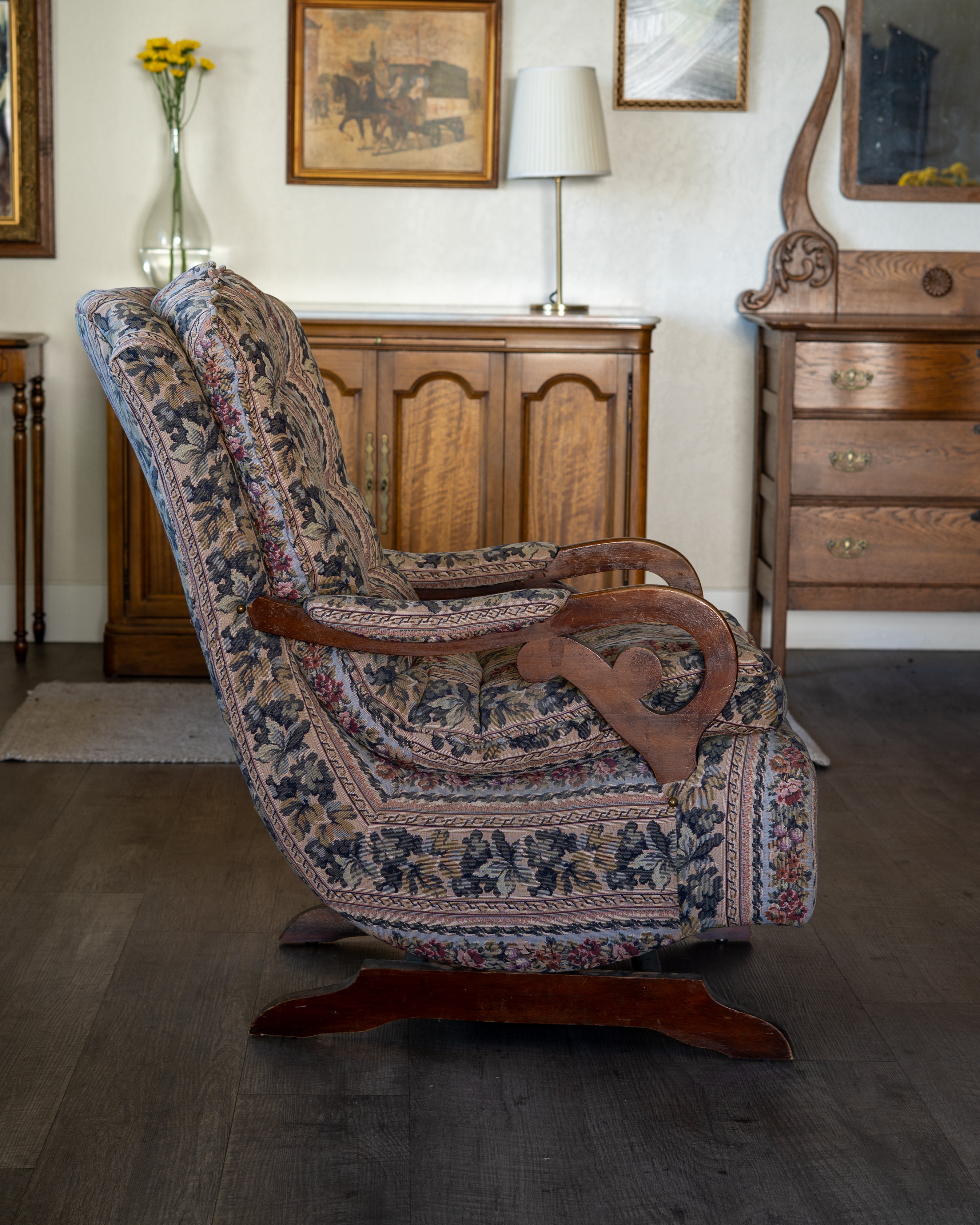 Vintage Wildflower Fabric Rocking Chair – Coil Springs