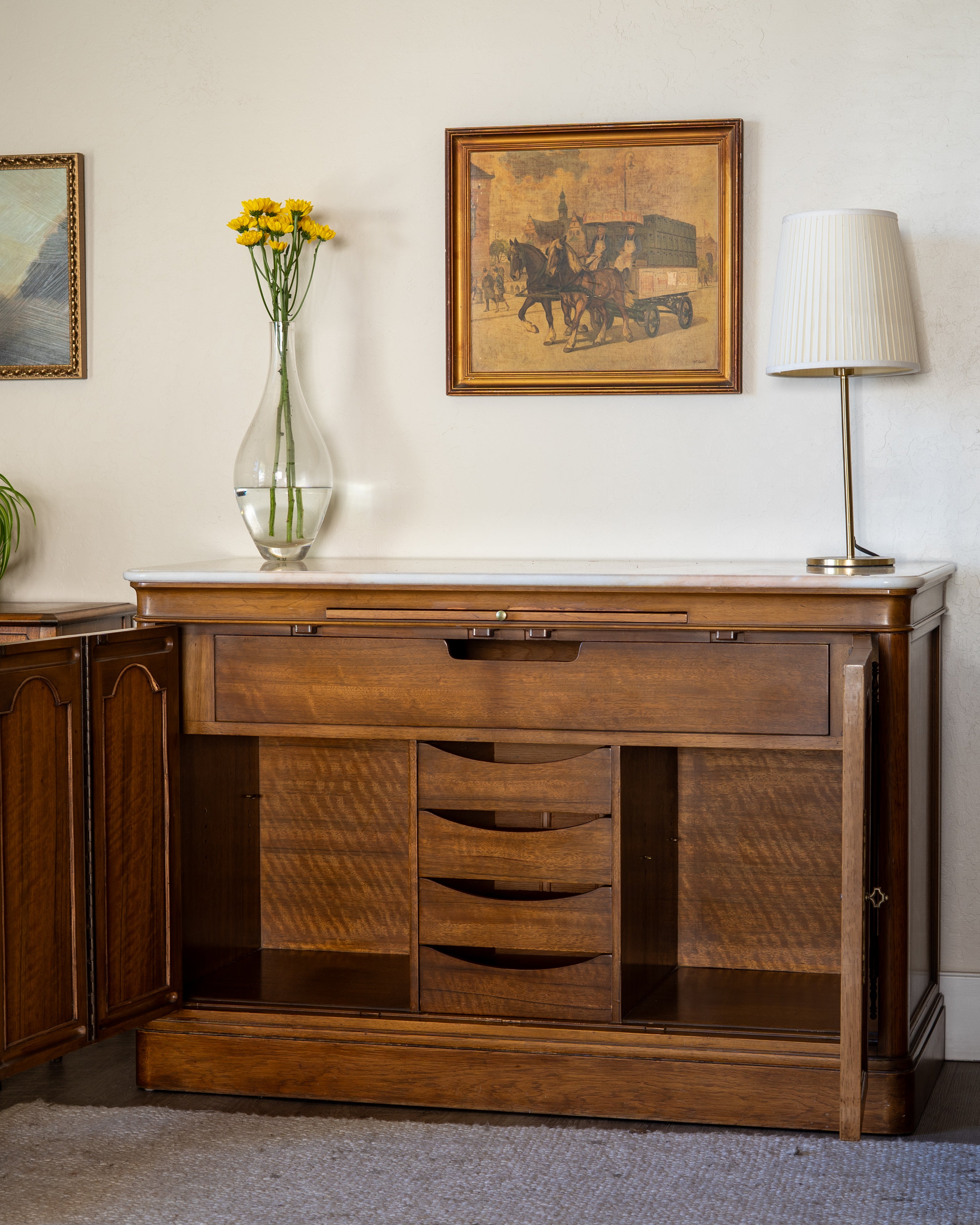 Vintage Marble Top Buffet Sideboard – Pavane by Tomlinson 1950s