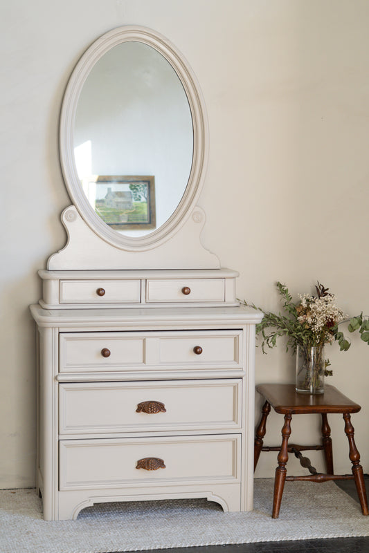 Reburbished Vanity Dresser with Oval Mirorr