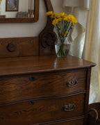 Antique Oak Three-Drawer Dresser with Original Mirror | c. 1900