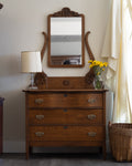 Antique Oak Three-Drawer Dresser with Original Mirror | c. 1900