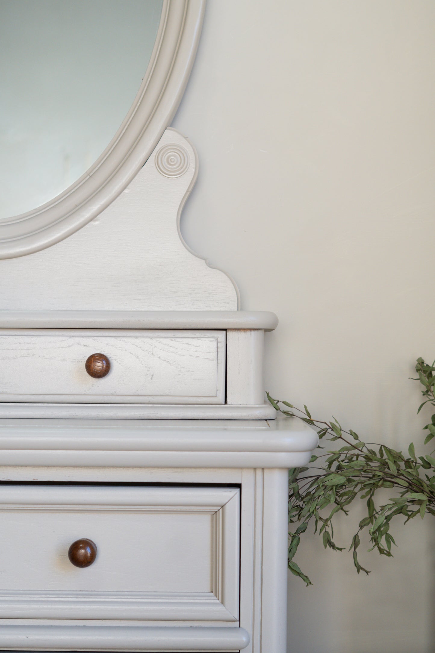 Reburbished Vanity Dresser with Oval Mirorr
