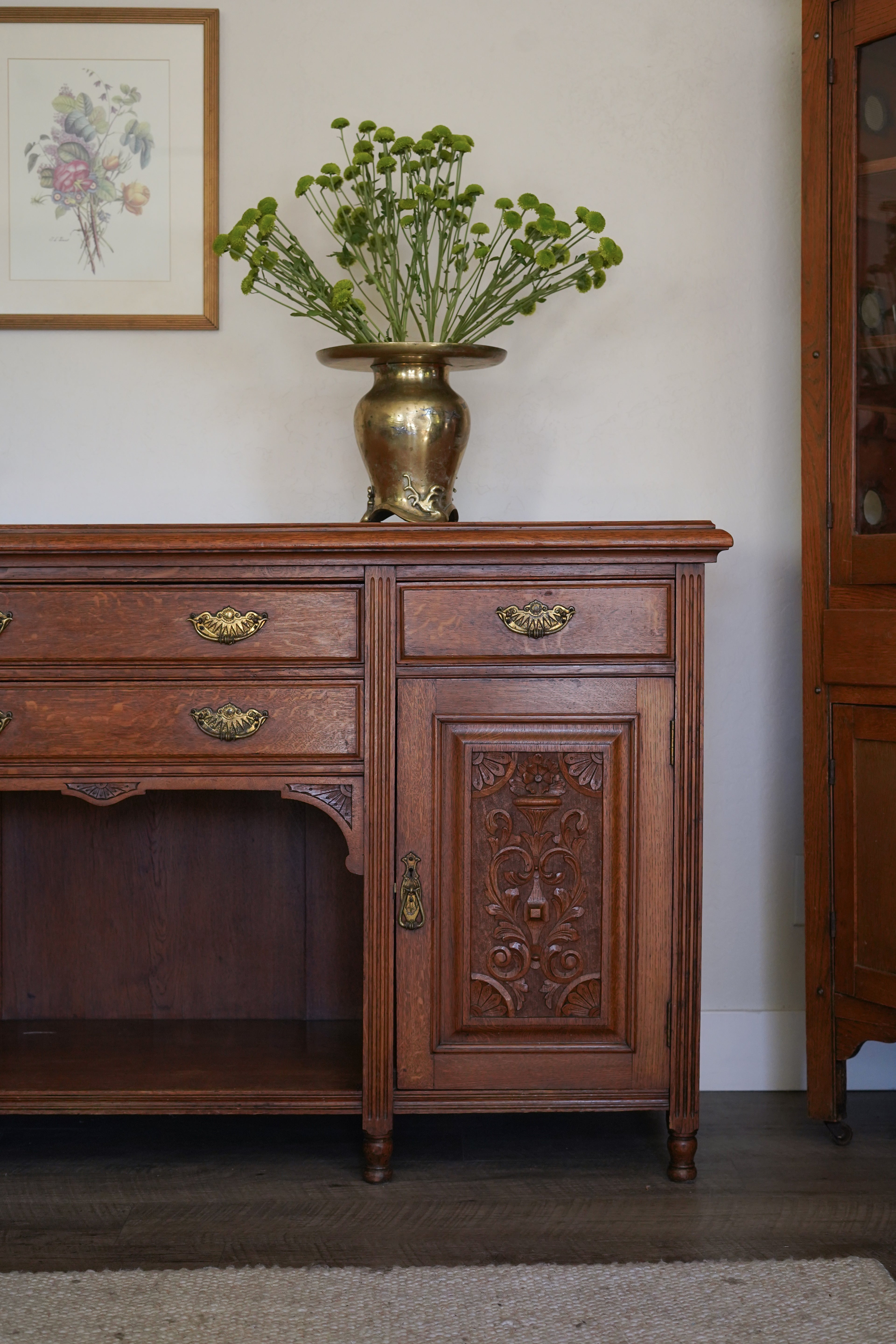 Antique Quarter Sawn Oak Buffet Sideboard