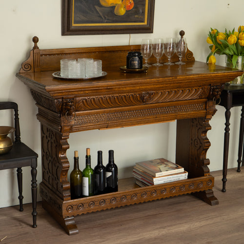 Antique Oak Console | James Phillips & Sons Bristol England | Bar Stand | Library Stand