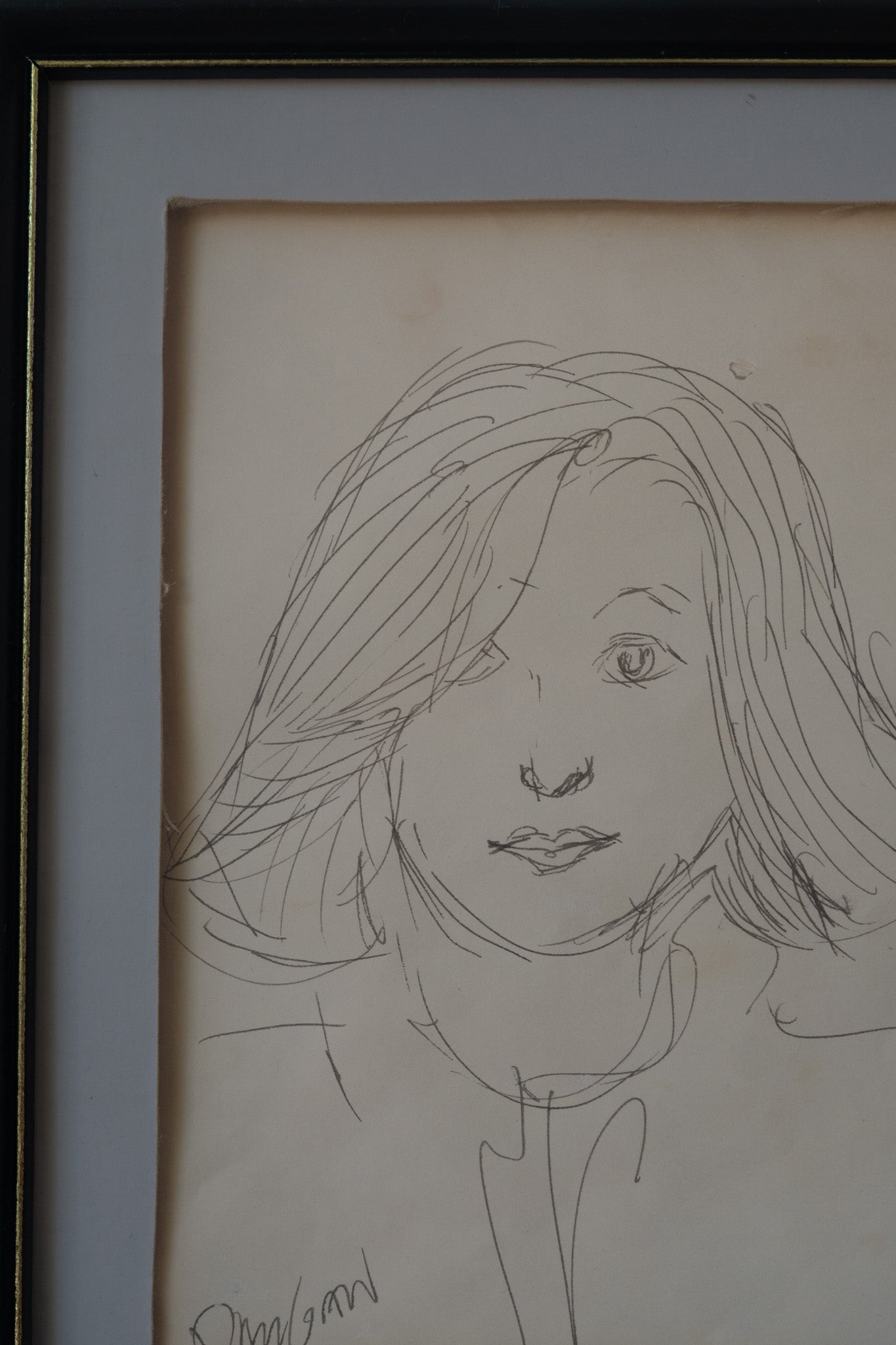 STUNNING Framed Sketch of a Young Girl