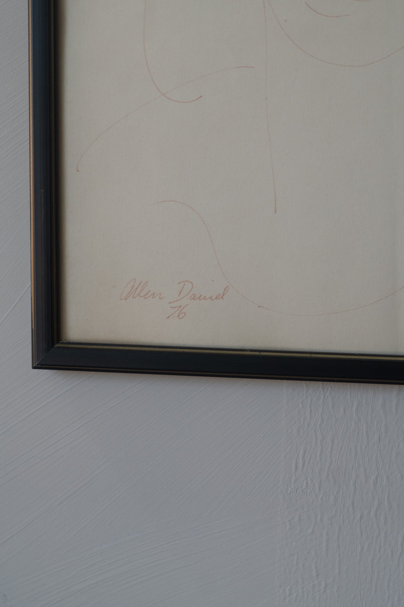 Minimalist line sketch of woman in frame, 1976