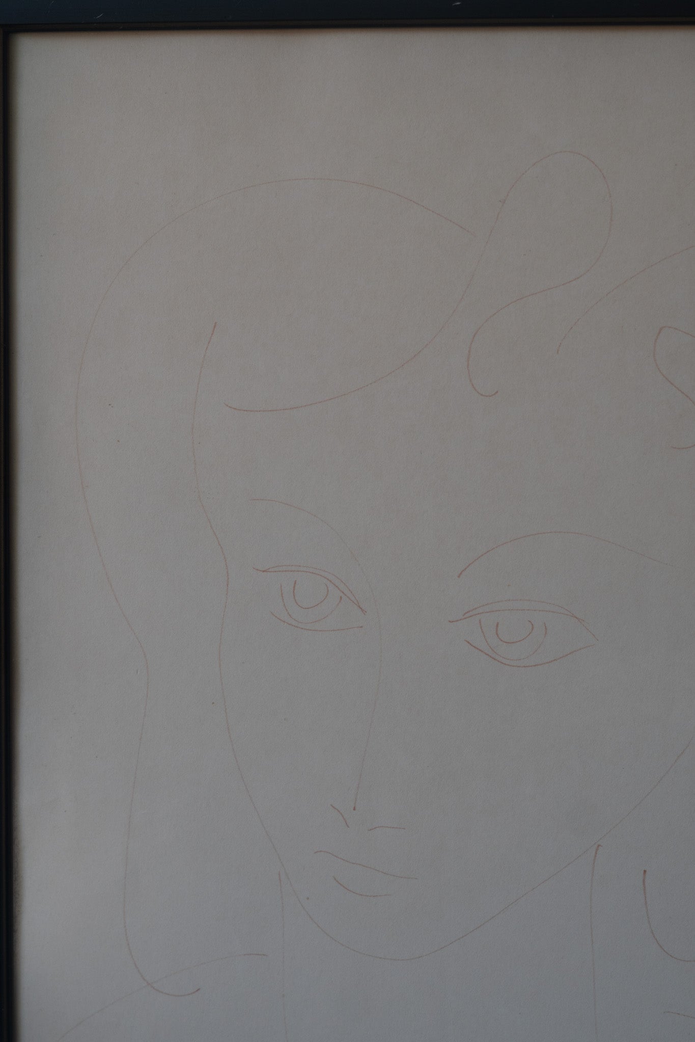 Minimalist line sketch of woman in frame, 1976