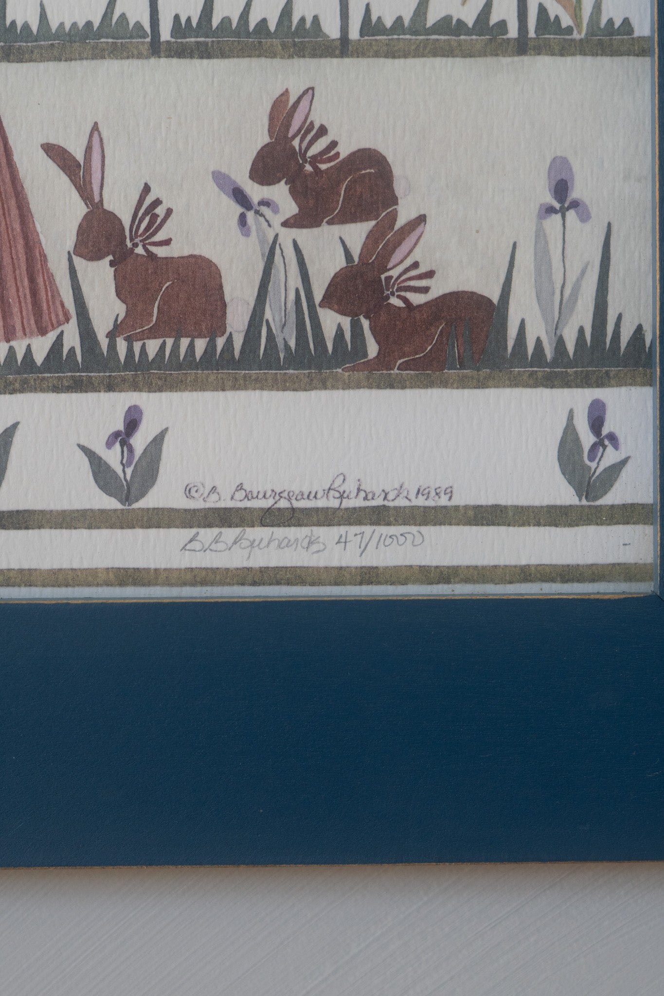 GORGEOUS Framed Folk Art of Girl & Cow