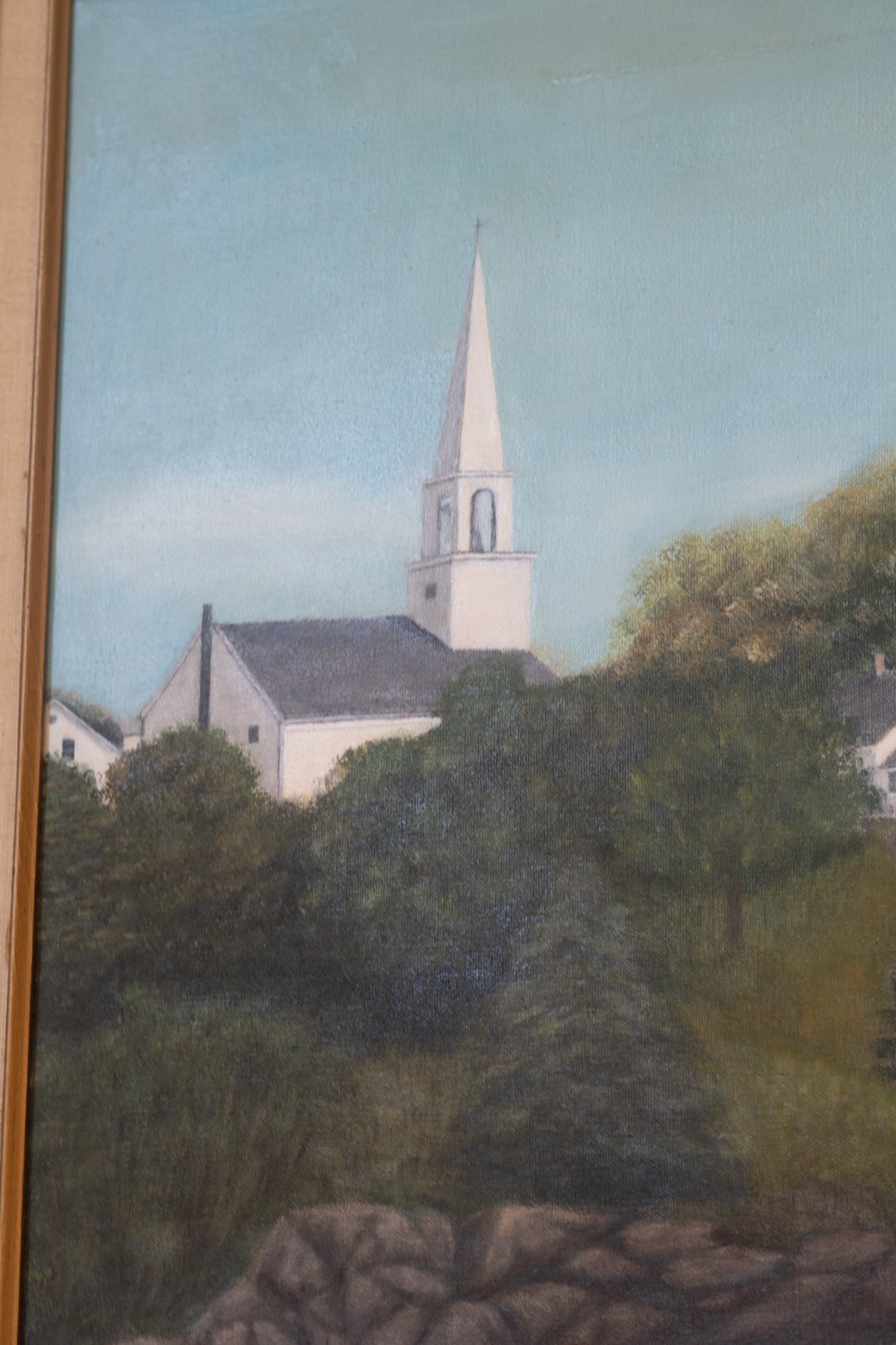 BEAUTIFUL Lake & Chapel Framed Painting