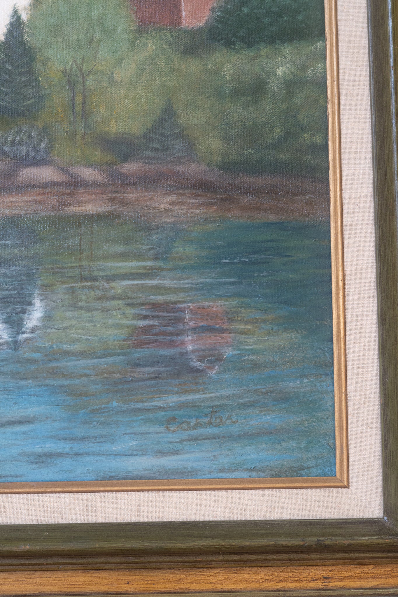 BEAUTIFUL Lake & Chapel Framed Painting