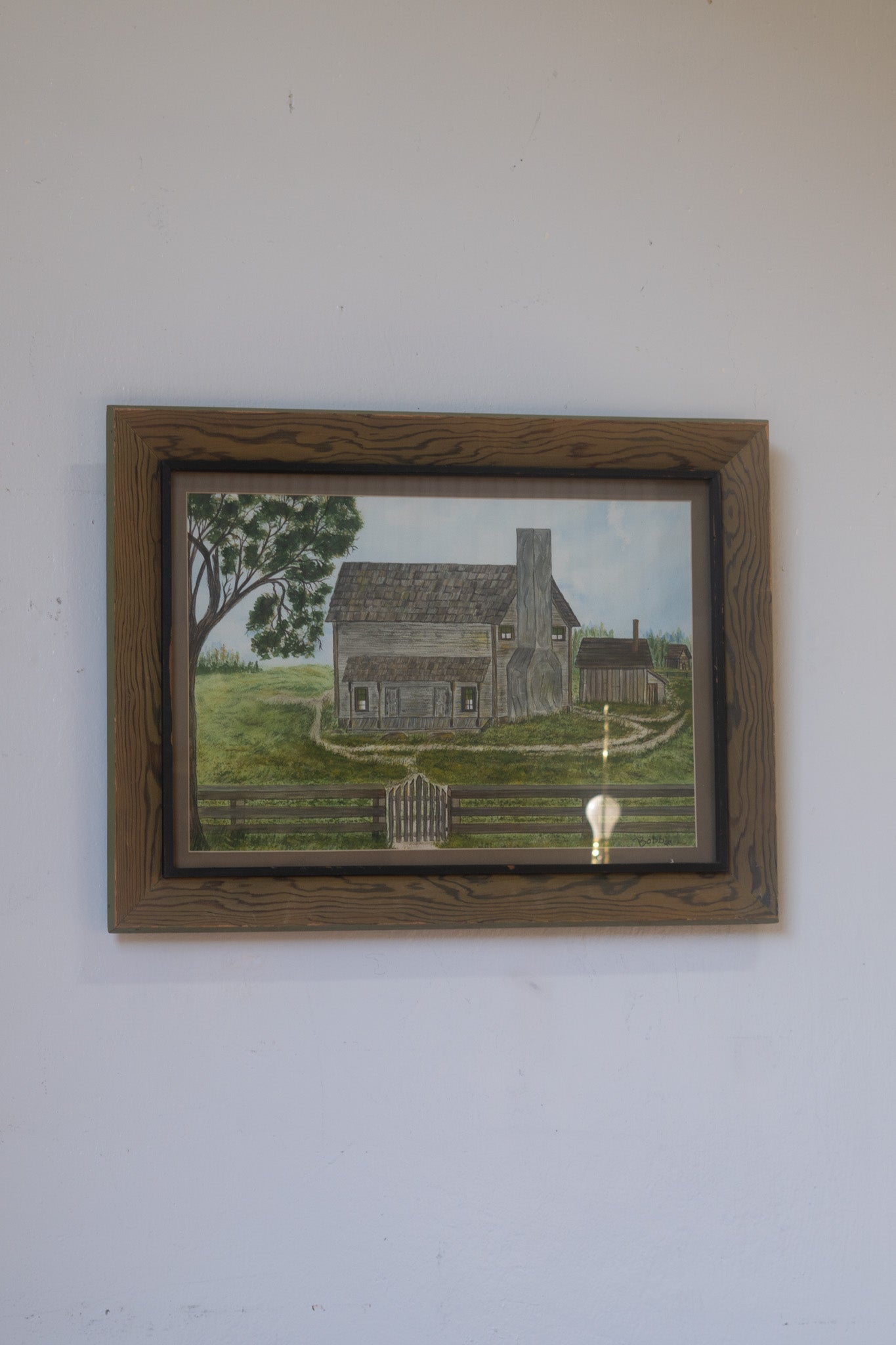 BEAUTIFUL Gray Barn Painting in Frame