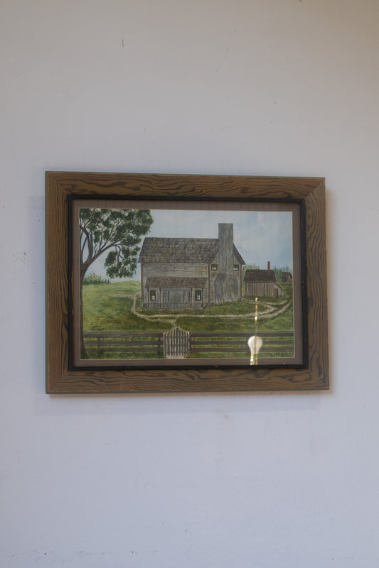 BEAUTIFUL Gray Barn Painting in Frame