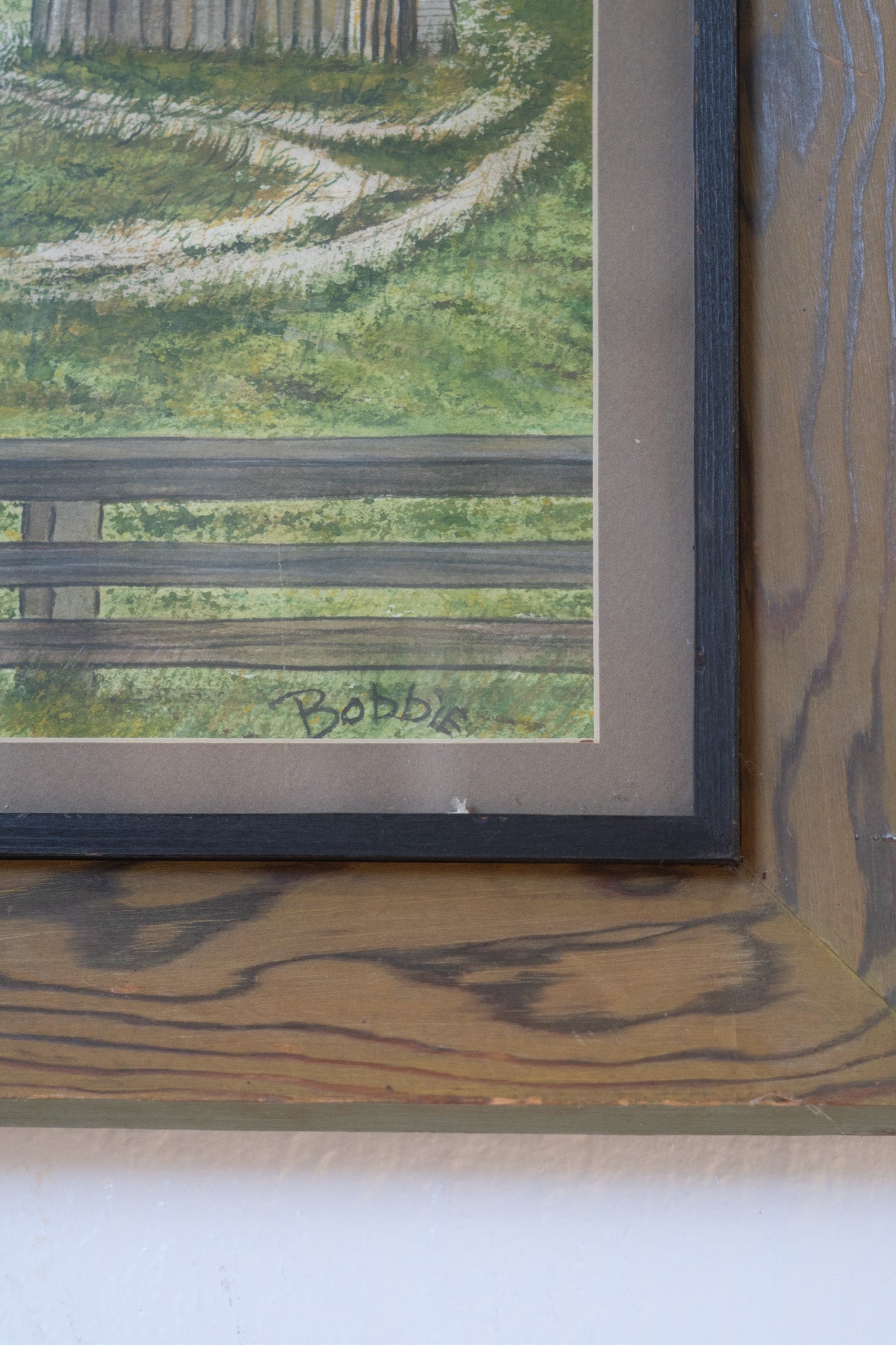 BEAUTIFUL Gray Barn Painting in Frame
