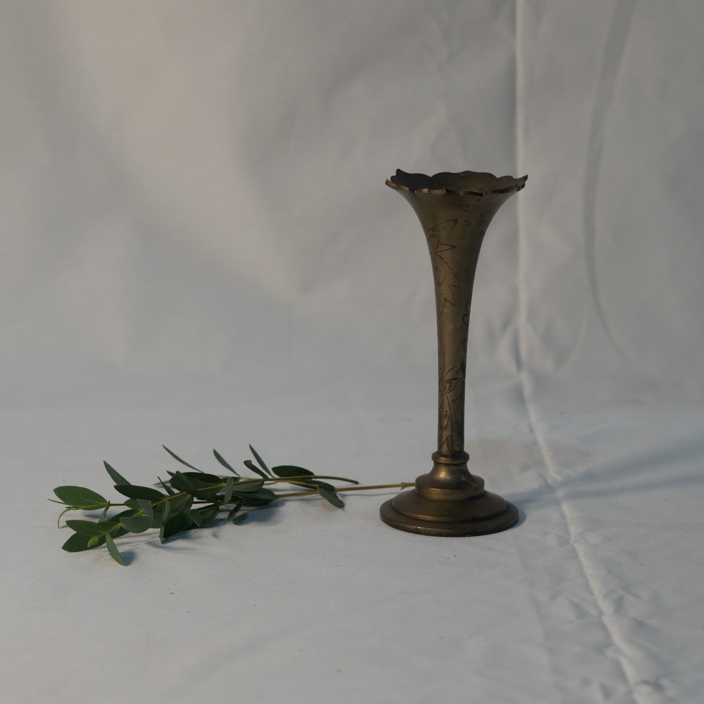 Antique Scalloped Brass Candle Stick