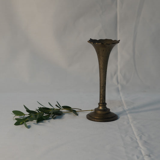 Antique Scalloped Brass Candle Stick