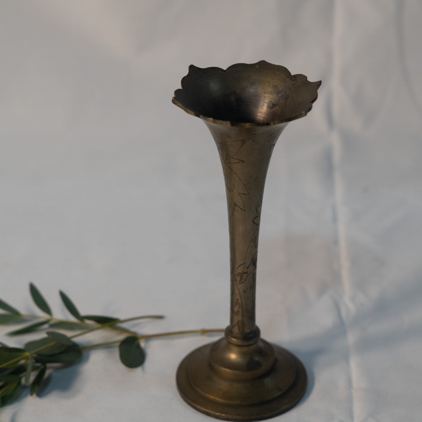 Antique Scalloped Brass Candle Stick