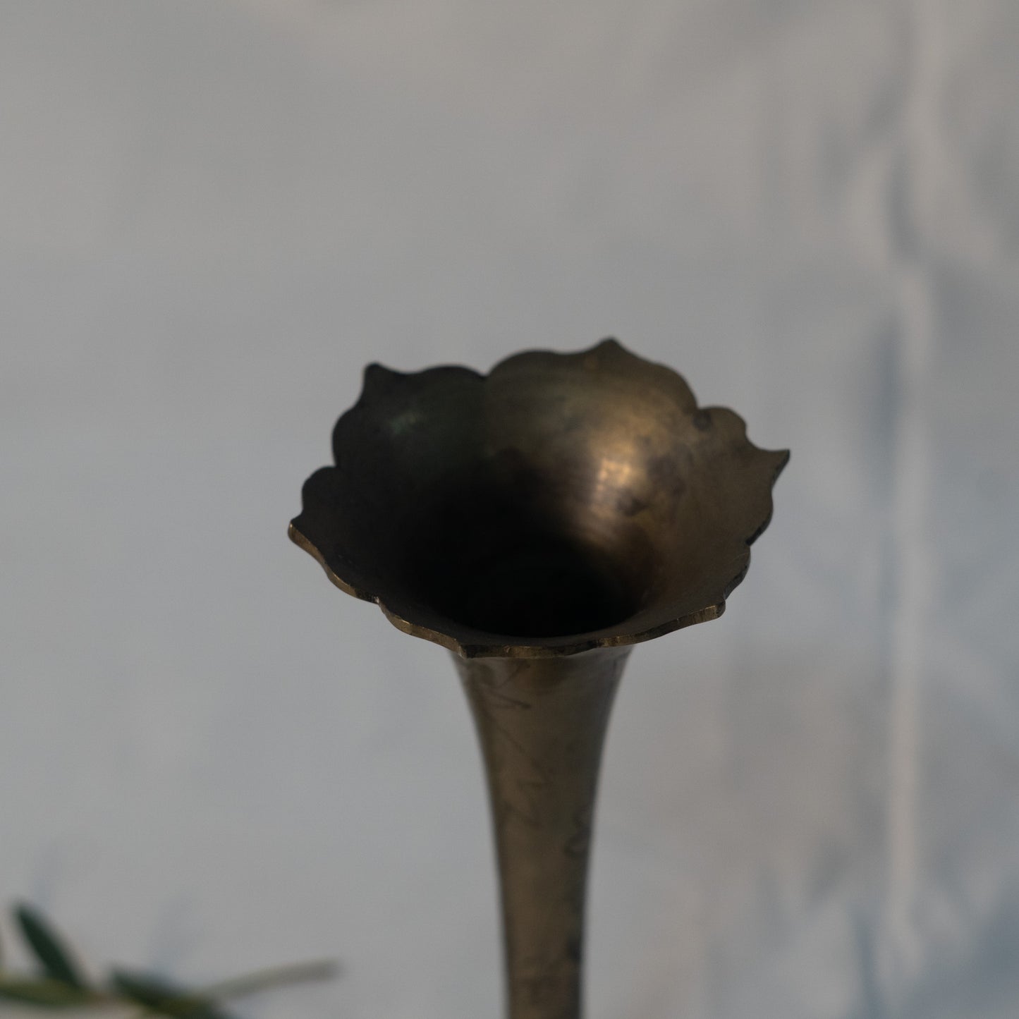 Antique Scalloped Brass Candle Stick