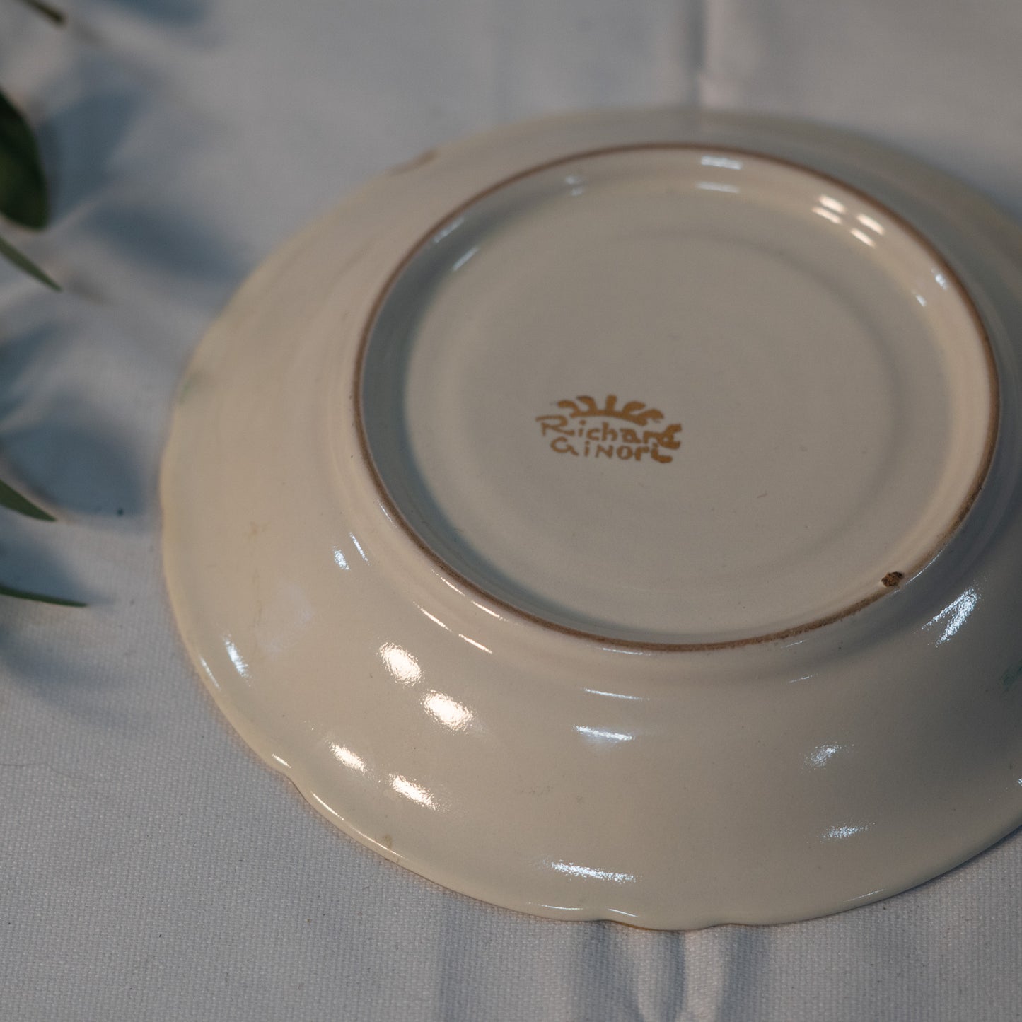 Unique Antique Teacup Green and White
