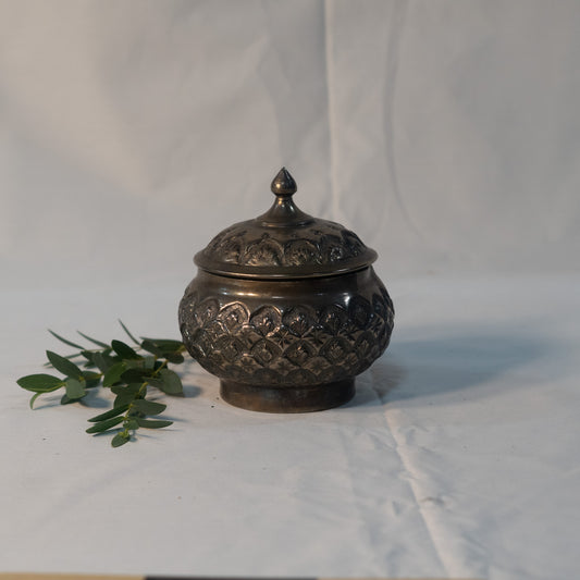 Vintage Silver Decorative Pot with Unique markings