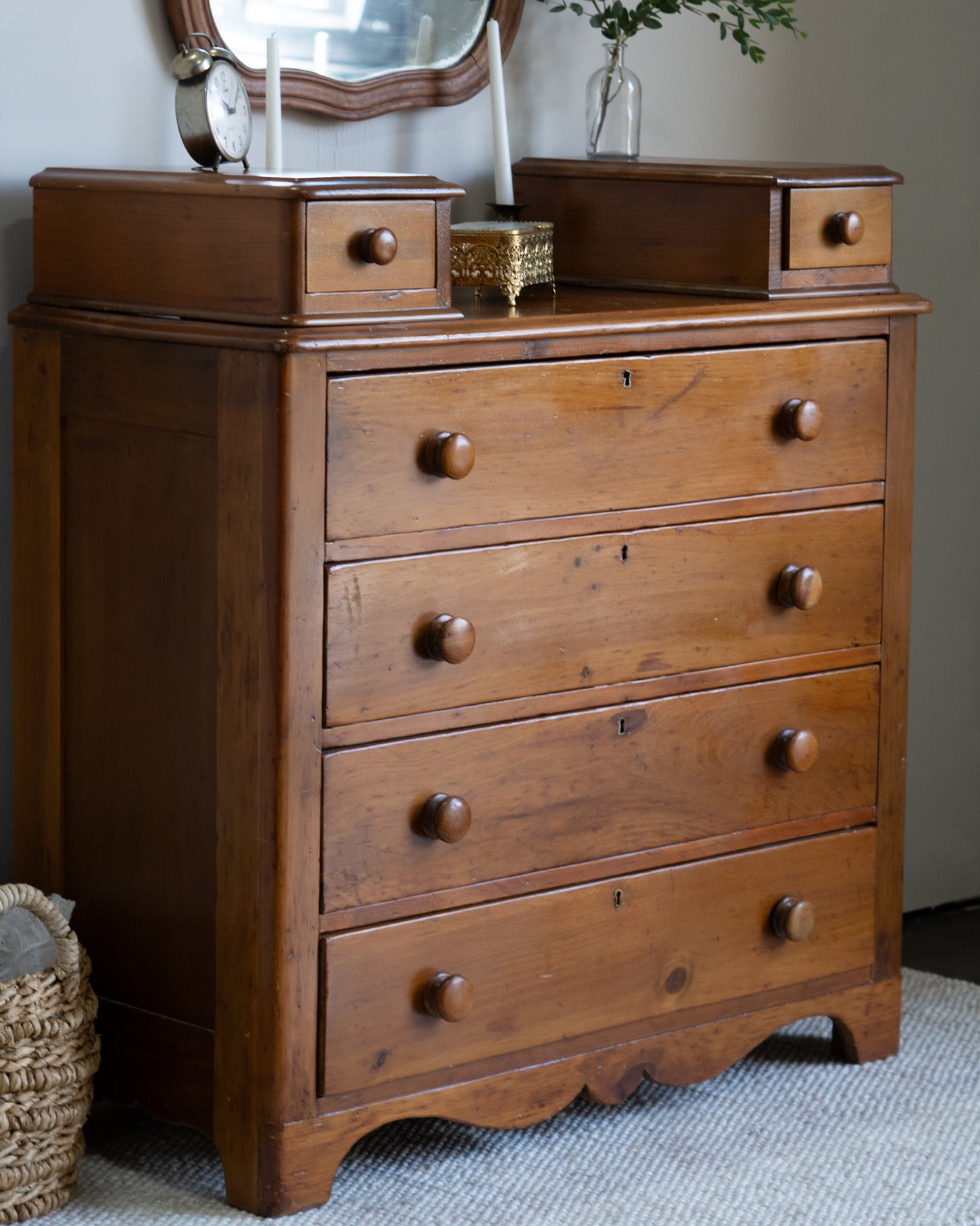 Antique Pine Dresser with two top drawers