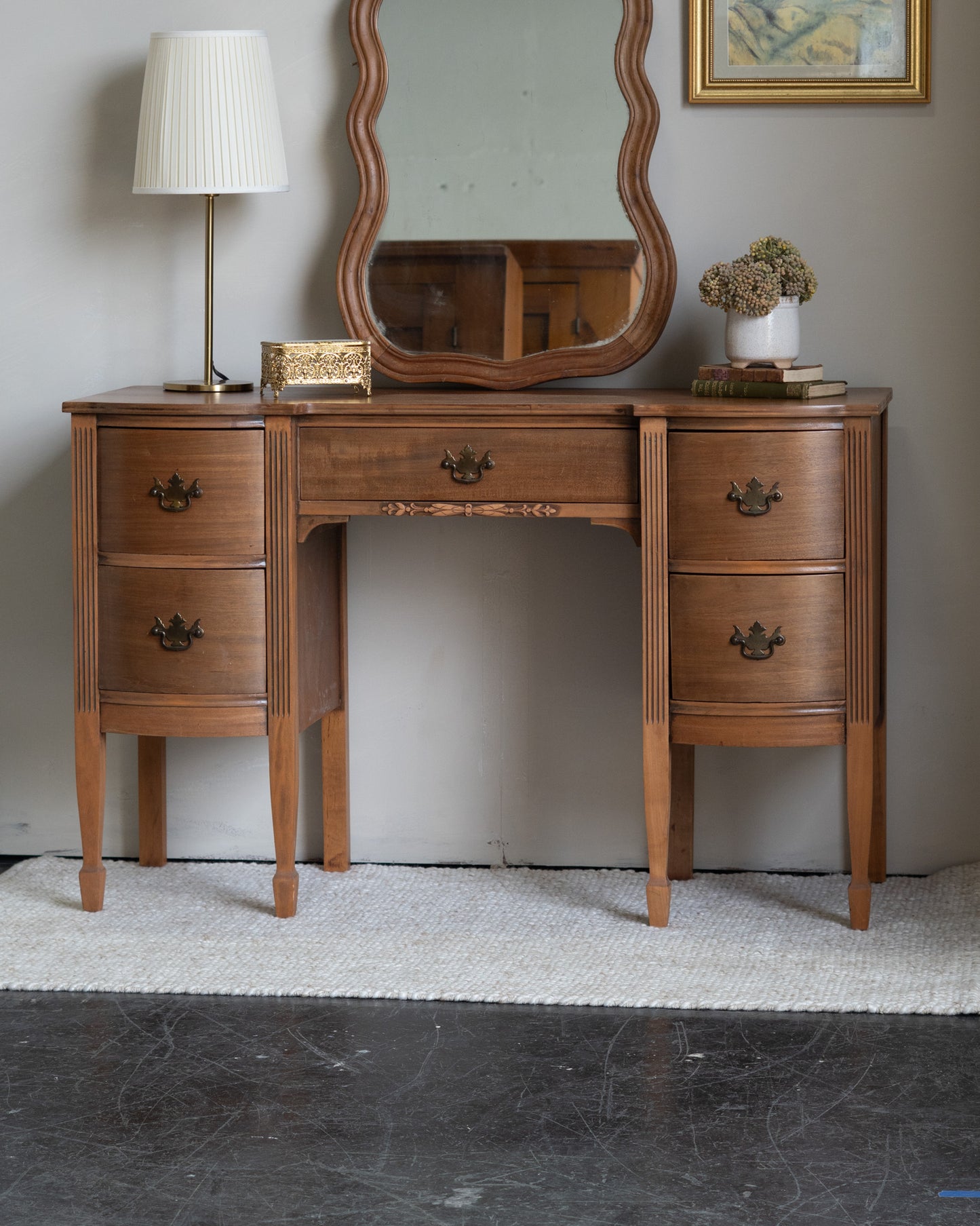 Vintage Light Wood Desk/Vanity