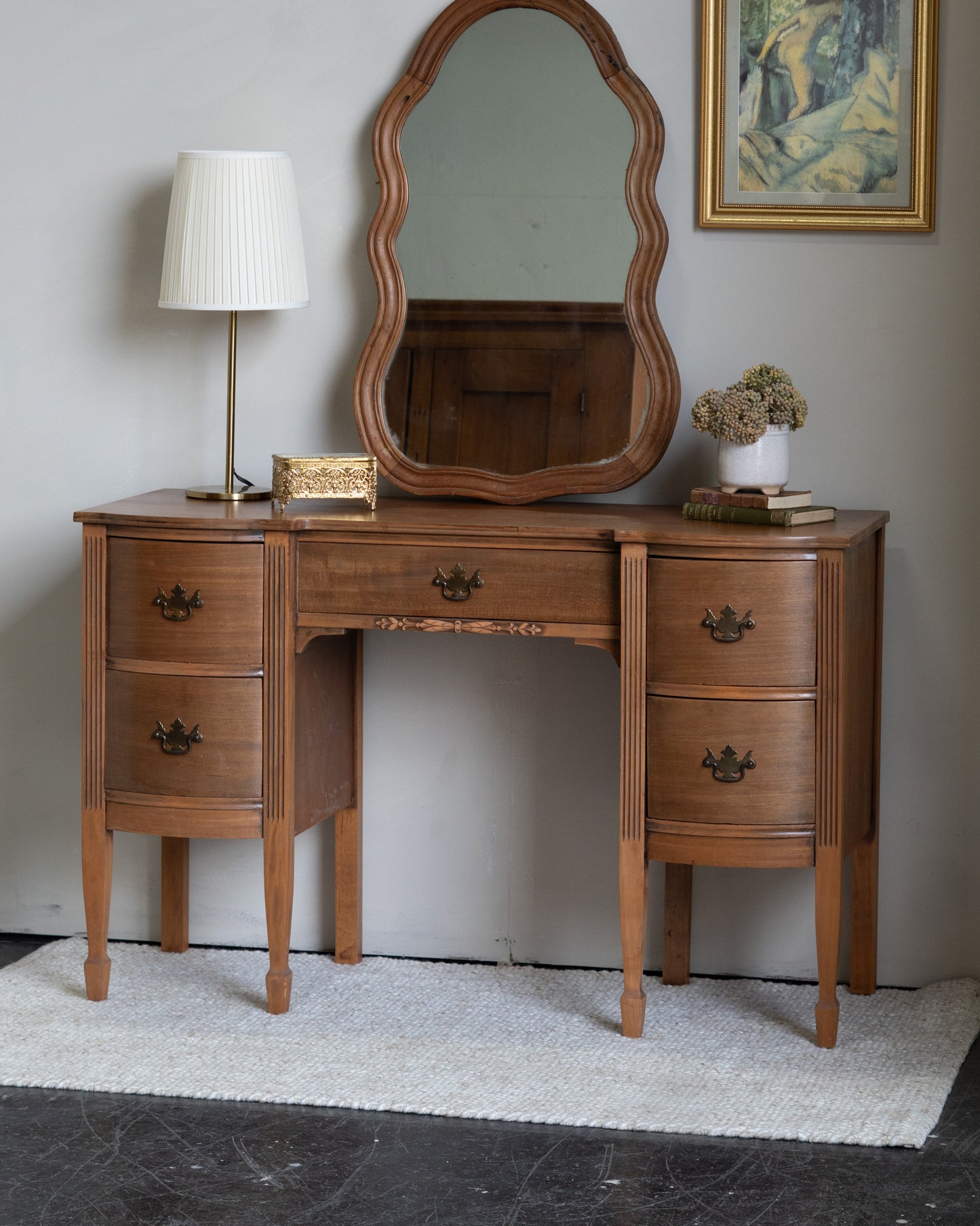Vintage Light Wood Desk/Vanity
