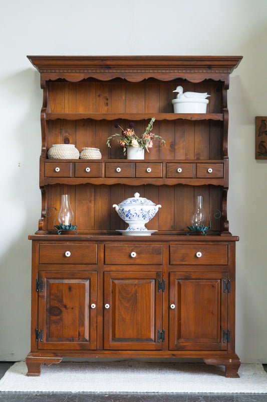 STUNNING Vintage Ethan Allen hutch built with antique pine wood