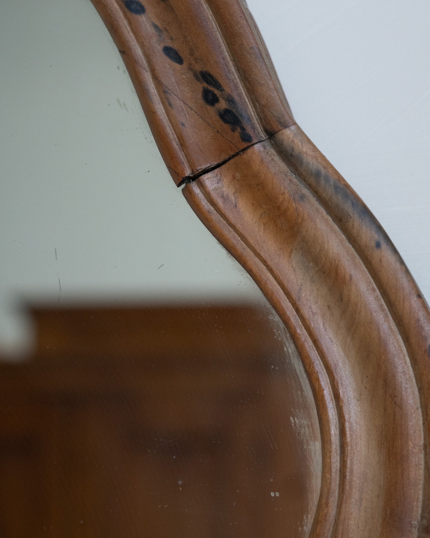 Antique Curvy/Wavy Mirror- Minor wood split