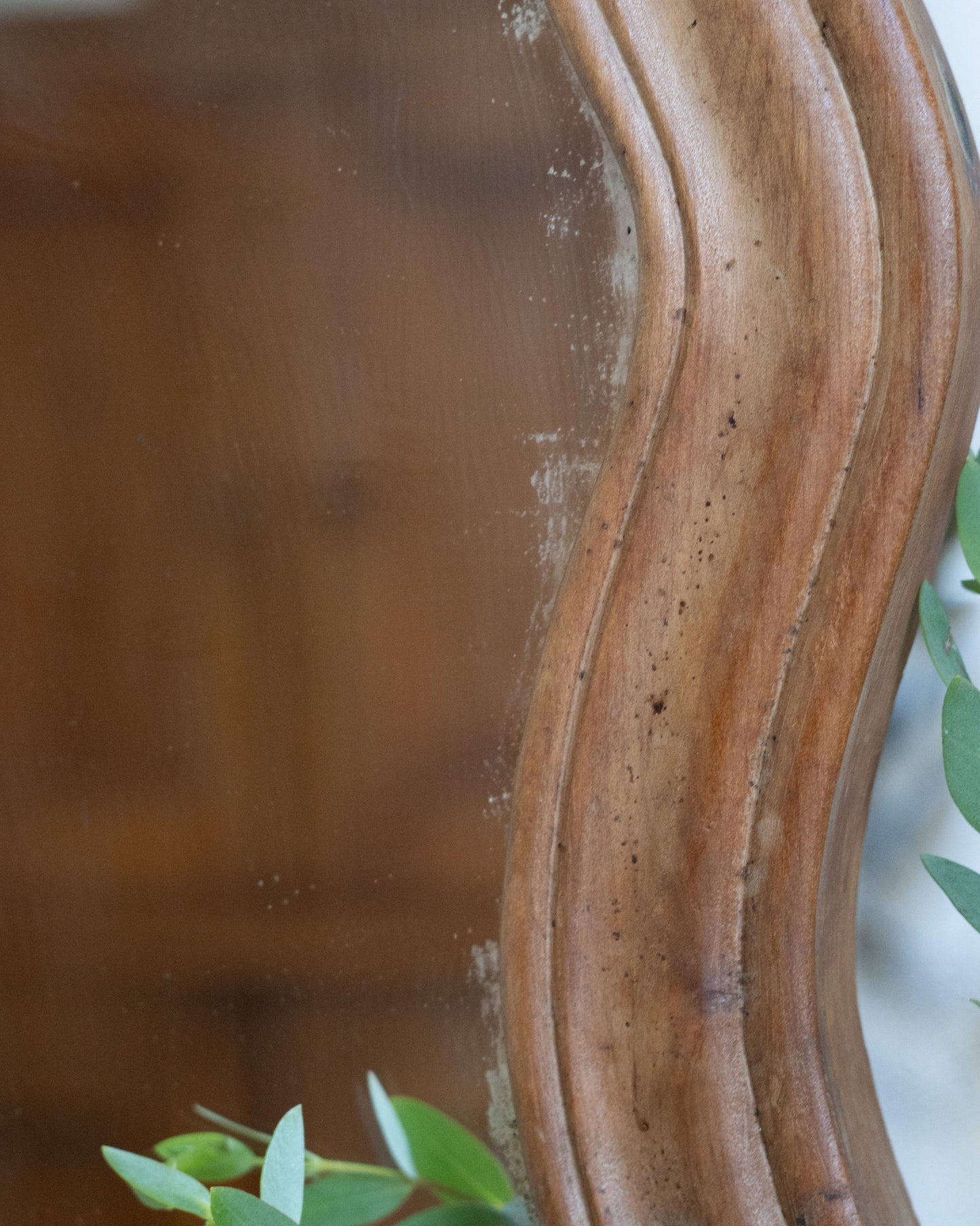 Antique Curvy/Wavy Mirror- Minor wood split