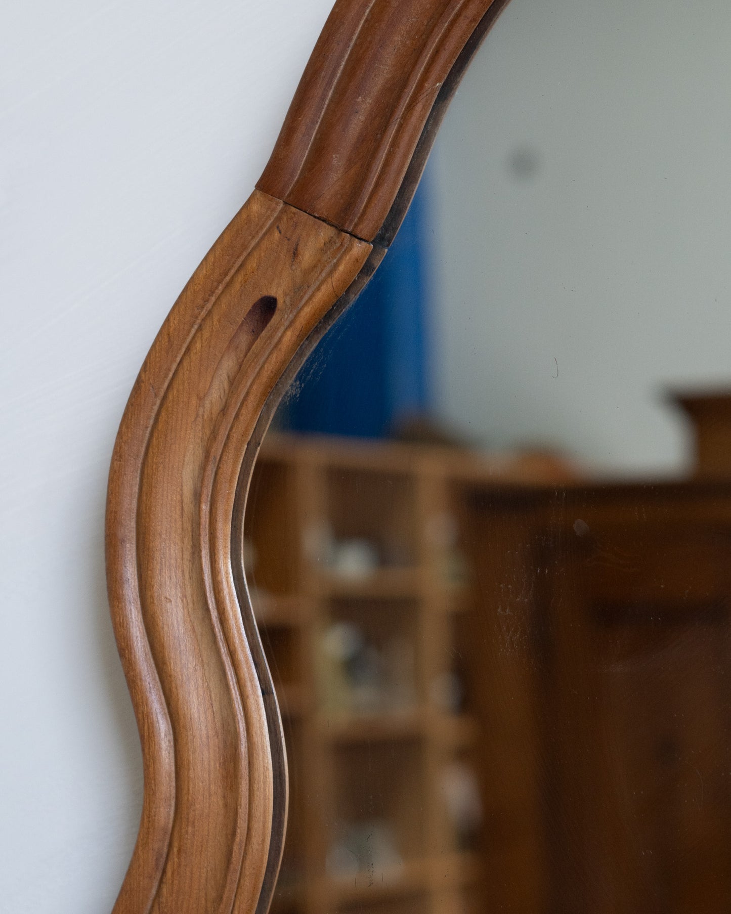Antique Curvy/Wavy Mirror- Minor wood split