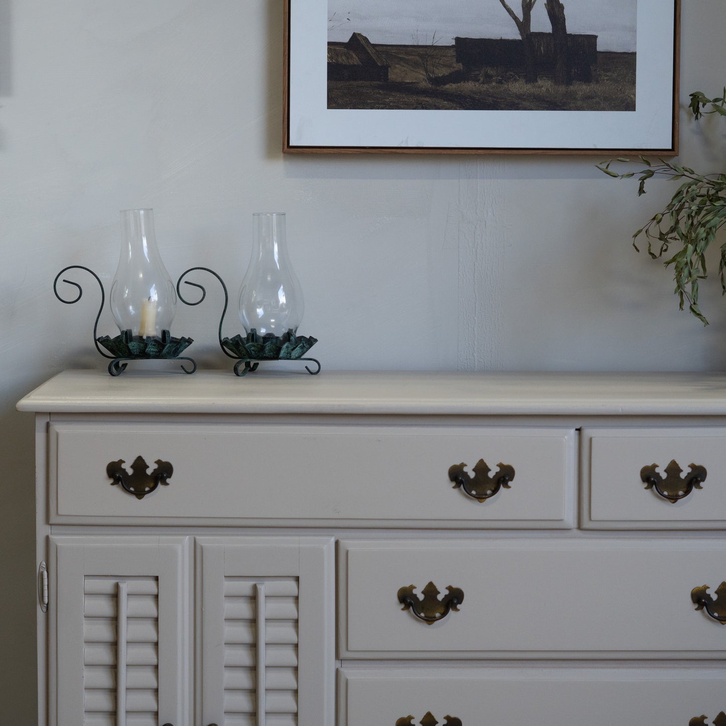 Refinished Buffet in Beige – Vintage Farmhouse Style