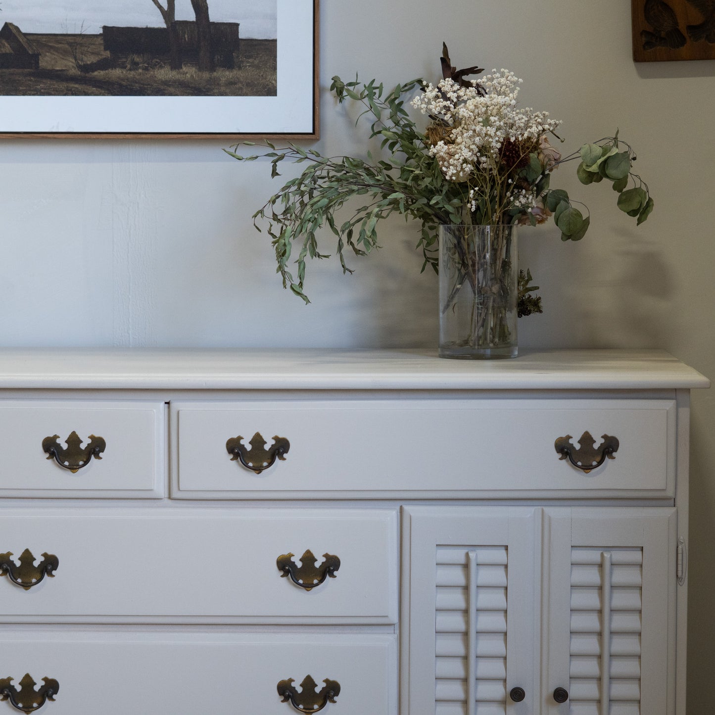 Refinished Buffet in Beige – Vintage Farmhouse Style